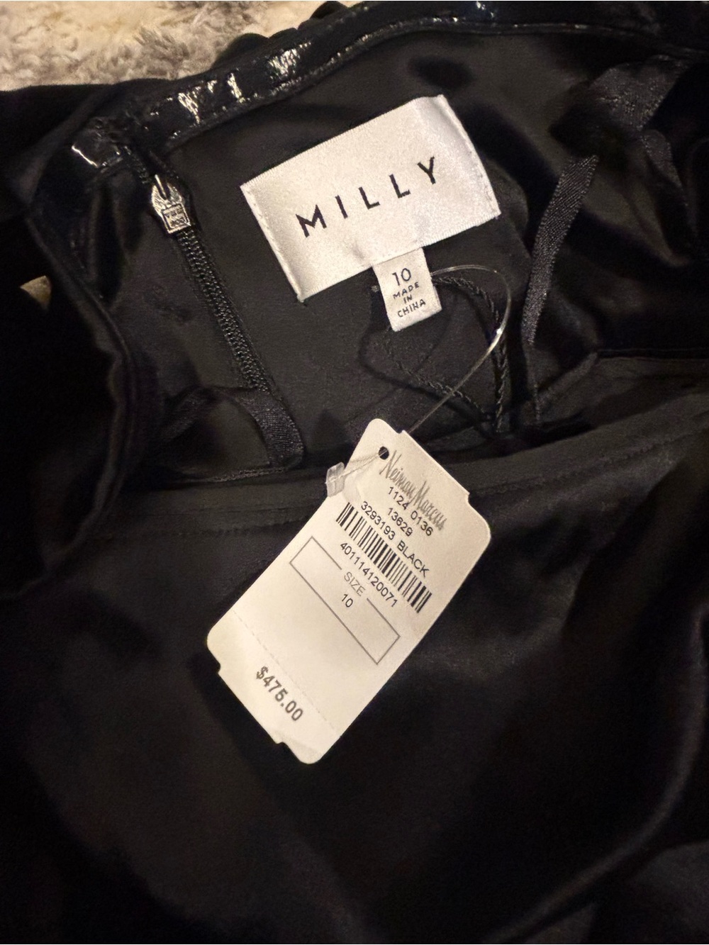 Milly NWT black Wide-Leg Jumpsuit - size 10. Satin tie in back - Picture 4 of 9